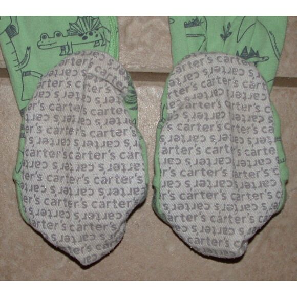 CARTERS Boys Sz 5 Toddler Dinosaur Theme Snug Fitting Zip Up Footed 1 Pc Pajamas - Picture 3 of 3